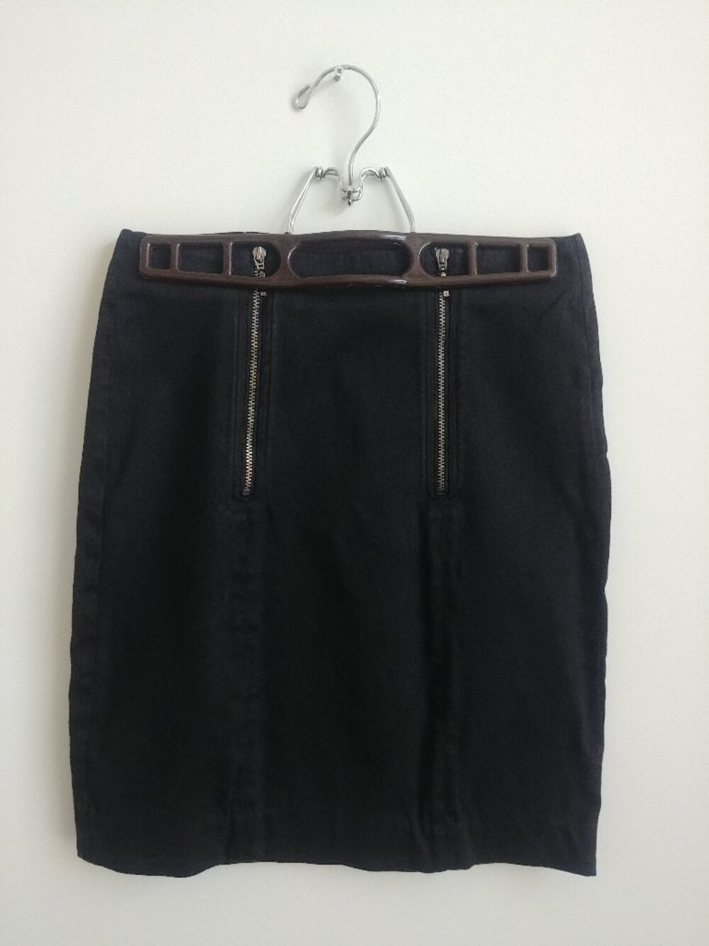 Y2K Armani Exchange double zipper front black mini skirt soft tencel cotton 00